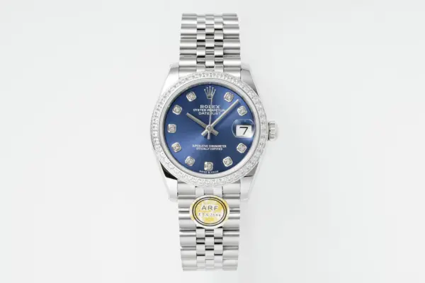 AR Factory Rolex Datejust 31mm Blue Dial Diamond Bezel Stainless Steel Jubilee Bracelet Women’s Luxury Watch