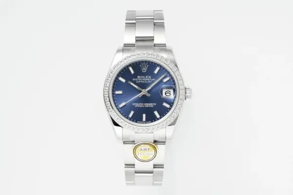 AR Factory Rolex Lady-Datejust 31mm Blue Dial Diamond Bezel Stainless Steel Oyster Bracelet Women’s Watch