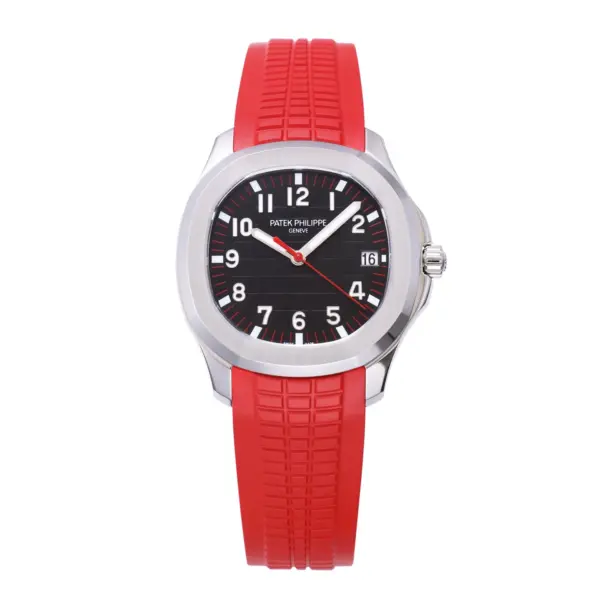 3K Factory Patek Philippe Aquanaut Automatic Men’s Watch with Black Dial, Red Rubber Strap