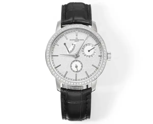 PPF Factory Vacheron Constantin Traditionnelle 83520/000R-9909 Mechanical Watch – Silver Dial, Black Leather Strap, Multi-Function Design, Best Super Clone Quality