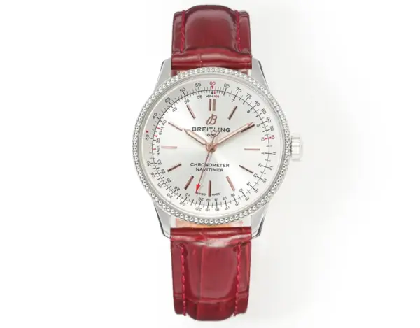 KOR Factory Breitling Navitimer Automatic Silver Red Leather – Super Clone Watch