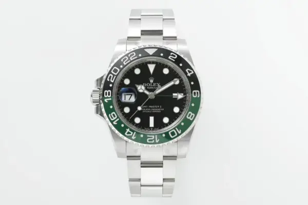 VS Factory Super Clone Rolex GMT-Master II 40mm Stainless Steel Super Clone Watch with Green and Black Ceramic Bezel, Black