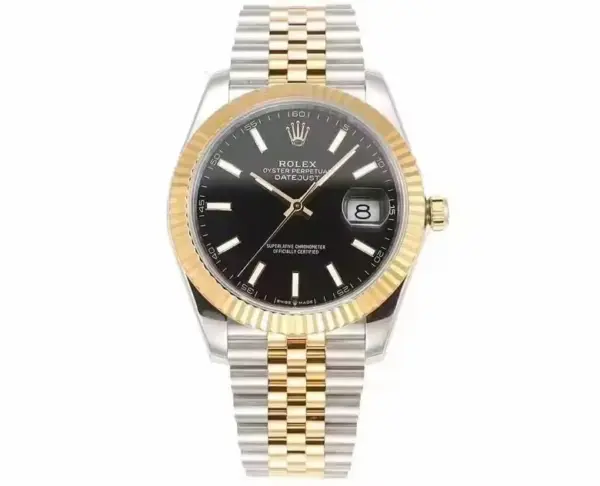 Rolex Datejust 41mm Black Dial Two-Tone Jubilee Bracelet – Super Clone Edition