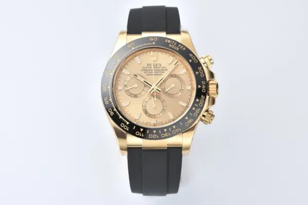 BT Factory Rolex Daytona 116518 Champagne Dial – Full Gold with Black Rubber Strap by VSF Watches Official Store