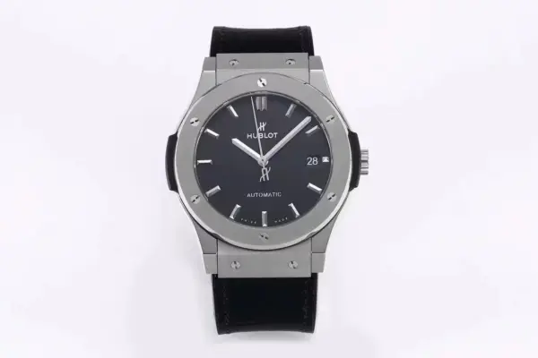 APS Factory Hublot Classic Fusion WWF Edition – Titanium Polished Brushed Case, Black Dial, Automatic Super Clone Watch