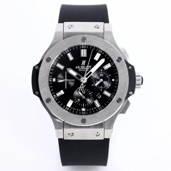 ZF Factory Hublot Big Bang 44mm Black Rubber Strap Chronograph Watch – Silver Case | Super Clone Watch