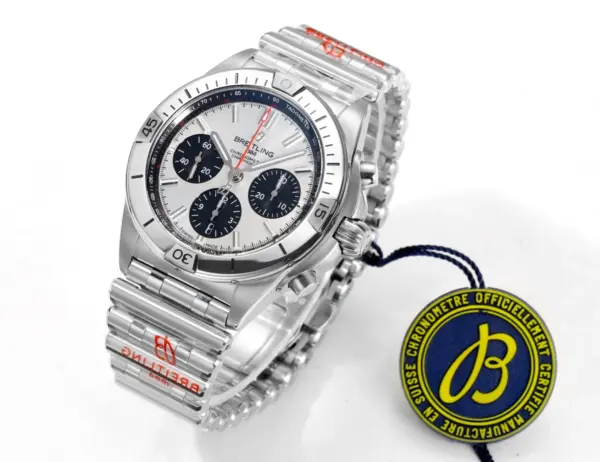 BLS Factory Breitling Chronomat Automatic Chronograph Watch – Silver Stainless Steel Bracelet