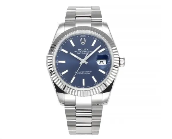 Rolex Datejust 41mm Blue Dial Stainless Steel Fluted Bezel Super Clone with 3235 Movement