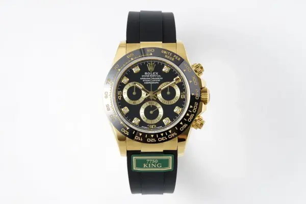 Rolex Daytona – Gold & Black Rubber Strap, Premium Watches Replica