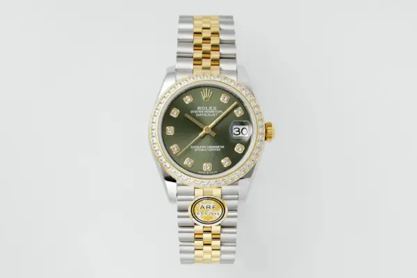 AR Factory Rolex Datejust 31mm Olive Green Dial Diamond Bezel Two-Tone Gold & Steel Jubilee Bracelet Ladies Watch