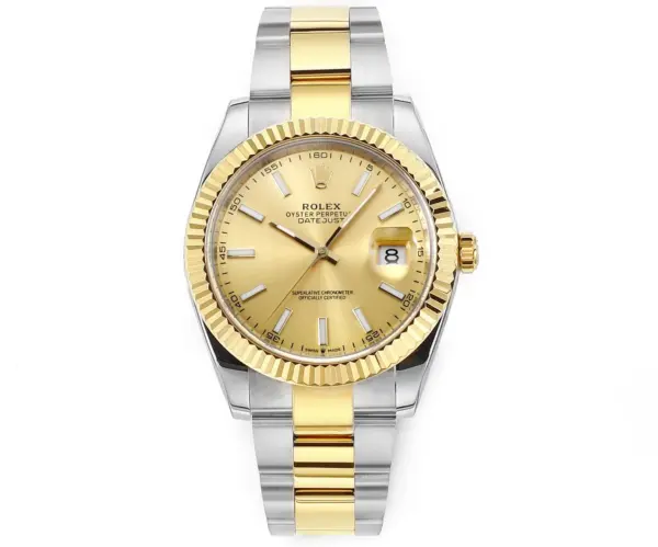 AR Factory Rolex Datejust 41mm Two-Tone Stainless Steel and Yellow Gold Fluted Bezel Champagne Dial Automatic Men’s Watch